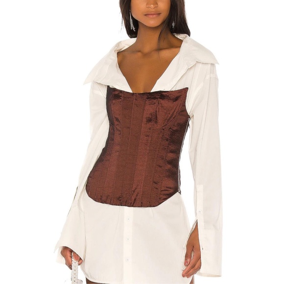 LPA Tops - LPA Maddalena Corset Top Brown - Size S